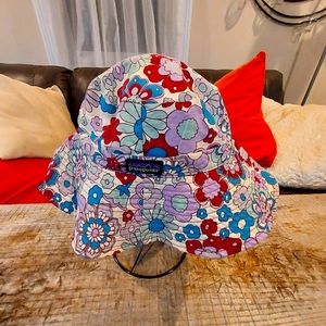 Patagonia Sun Hat Pink Floral Reversible Girls L. 10 yrs up